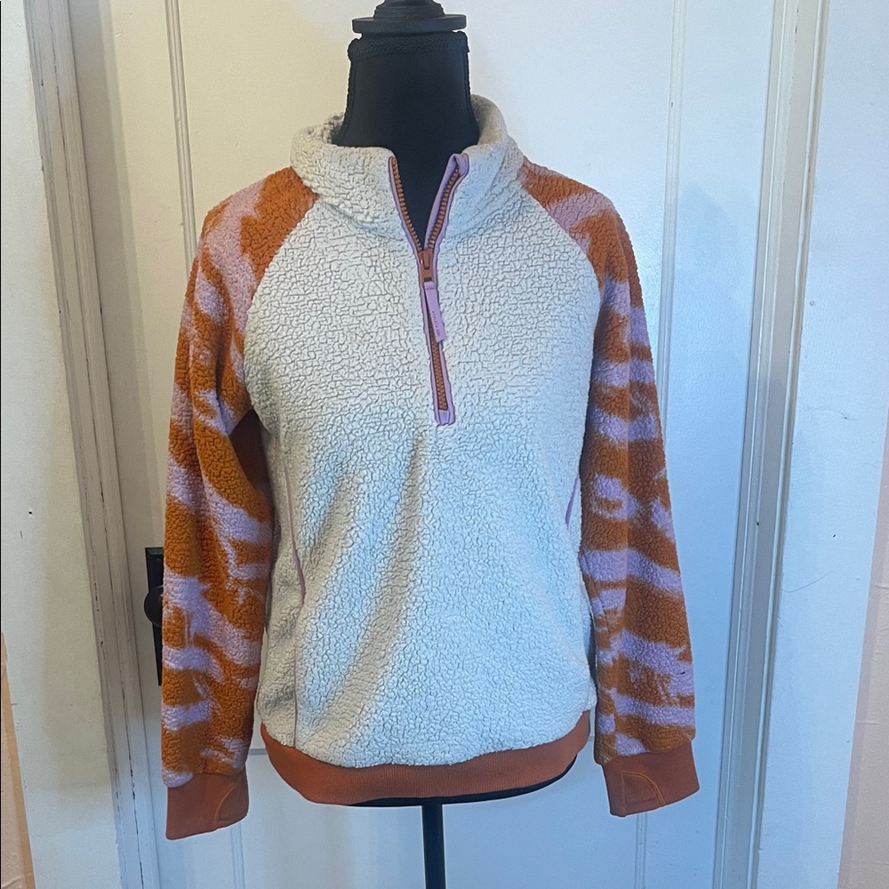Athleta Girl Sherpa Pullover with Orange Accent
